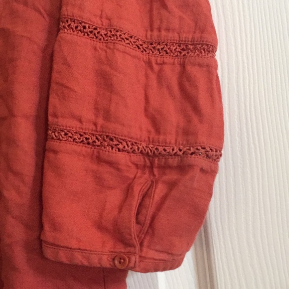 Hinge 3/4 Sleeve Orange Boho Shirt - Picture 4 of 8